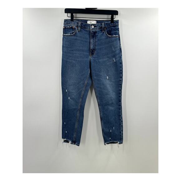 Abercrombie & Fitch Medium Wash High Rise Distressed Skinny Jean Size 27 - Picture 1 of 9
